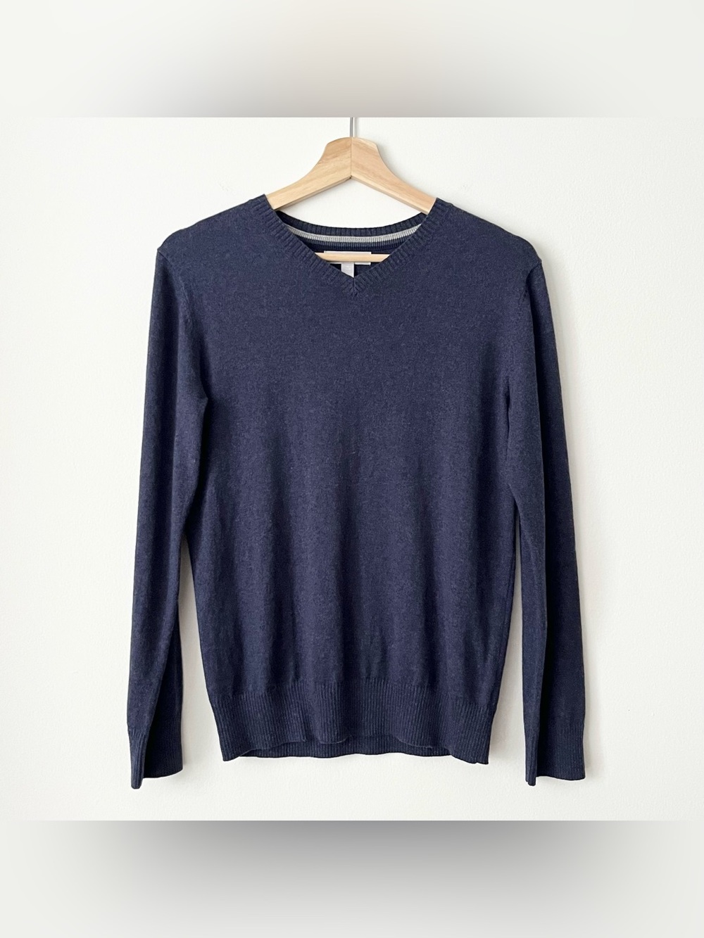 Nordstrom Boy's V-Neck Sweater XL (14-16) Blue Cotton Cashmere Preppy Classic
